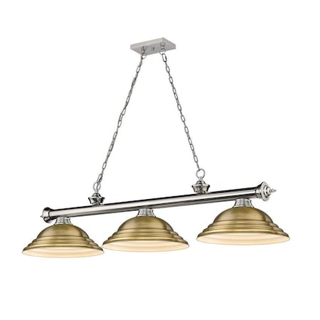 Z-Lite Cordon 3 Light Billiard, Brushed Nickel & Rubbed Brass 2306-3BN-SRB